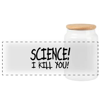 science i kill you / silence i kill you - Panoramic Cookie Jar with Wooden Lid - white - Front
