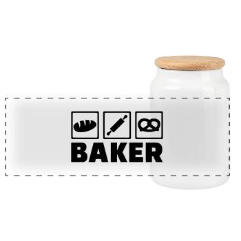 Bäcker - Panorama Keksdose mit Holzdeckel - Weiß - Vorne