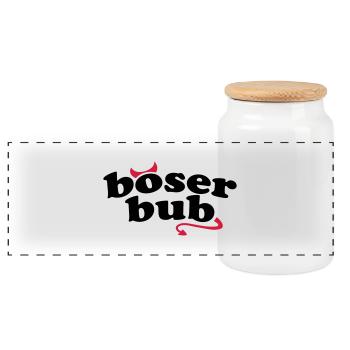 boeser_bub_1_f2 - Panorama Keksdose mit Holzdeckel - Weiß - Vorne