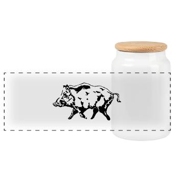 wildschwein - Panorama Keksdose mit Holzdeckel - Weiß - Vorne