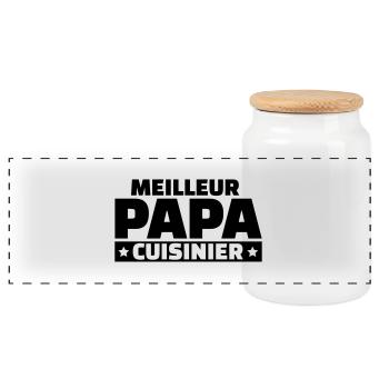 Meilleur papa cuisinier - Boîte à biscuits avec couvercle en bois - blanc - Devant