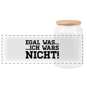 egal was - ich wars nicht! - Panorama Keksdose mit Holzdeckel - Weiß - Vorne