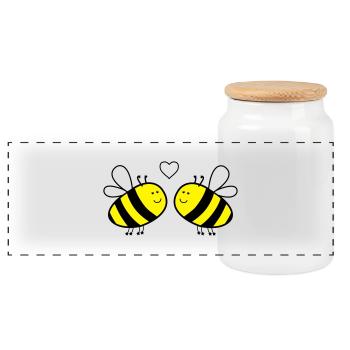 bienen_in_love - Boîte à biscuits avec couvercle en bois - blanc - Devant