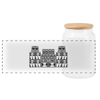 free party sound system - Panoramic Cookie Jar with Wooden Lid - white - Front