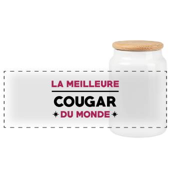 Cougar / / Sexe / Sexy / Porno / Coquin - Boîte à biscuits avec couvercle en bois - blanc - Devant