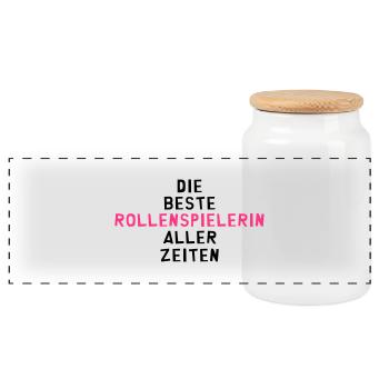 Rollenspieler Rollenspiel Spiel MMORPG Gaming Geek - Panorama Keksdose mit Holzdeckel - Weiß - Vorne