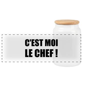 C'est moi le chef - Humour - Drôle - Blague - Fun - Boîte à biscuits avec couvercle en bois - blanc - Devant