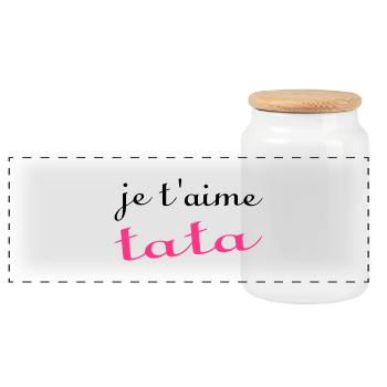 Je t'aime tata - Panoramic Cookie Jar with Wooden Lid - white - Front