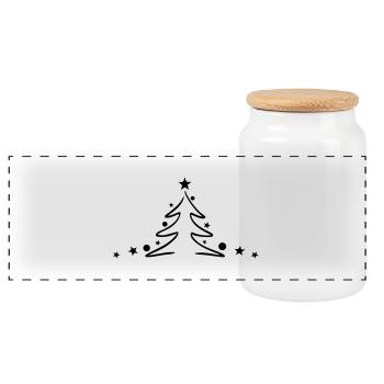 Weihnachten - Baum Kugeln - Panorama Keksdose mit Holzdeckel - Weiß - Vorne