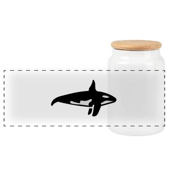 baleine - Boîte à biscuits avec couvercle en bois - blanc - Devant