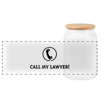 Call My Lawyer! - Panoramic Cookie Jar with Wooden Lid - white - Front