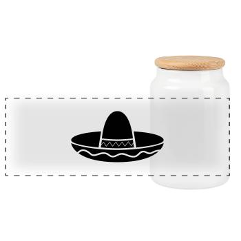 mexico_hut_01 - Panoramic Cookie Jar with Wooden Lid - white - Front