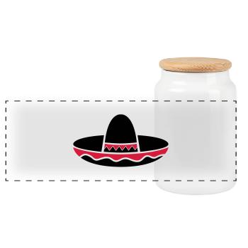 mexico_hut_02 - Panoramic Cookie Jar with Wooden Lid - white - Front