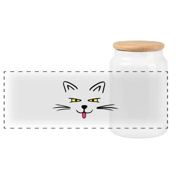 Funny cat - Boîte à biscuits avec couvercle en bois - blanc - Devant