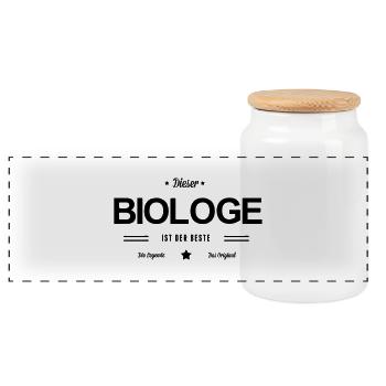 Bester Biologe - Panorama Keksdose mit Holzdeckel - Weiß - Vorne
