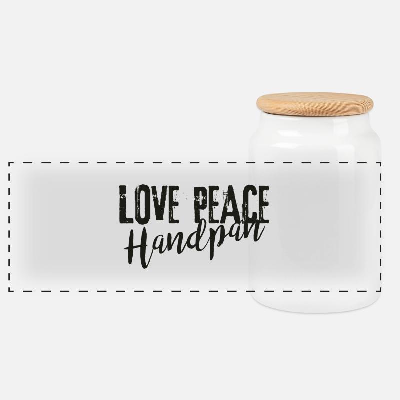 LOVE PEACE Handpan - black - Panorama Keksdose mit Holzdeckel - Weiß