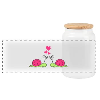 schnecken_in_love - Panorama Keksdose mit Holzdeckel - Weiß - Vorne