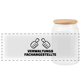 Verwaltungsfachangestellte - Panorama Keksdose mit Holzdeckel - Weiß - Vorne
