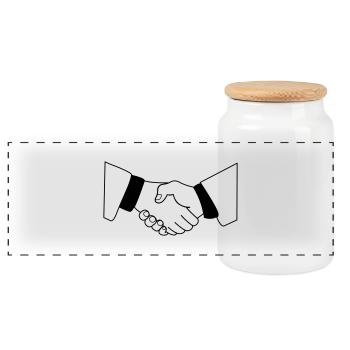 handshake_01 - Panorama Keksdose mit Holzdeckel - Weiß - Vorne