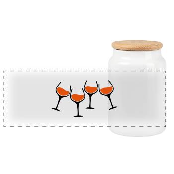 rotwein glaeser anstossen - Panorama Keksdose mit Holzdeckel - Weiß - Vorne