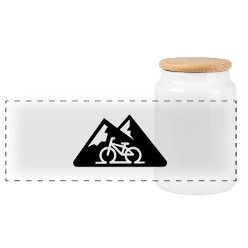 vélo de montagne - Boîte à biscuits avec couvercle en bois - blanc - Devant