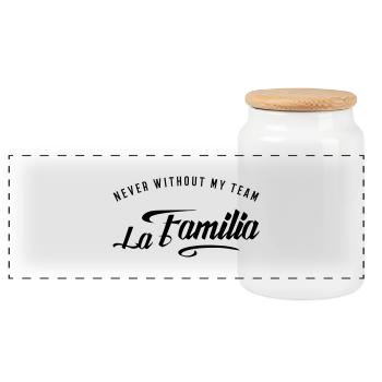 never without my familia - Panorama Keksdose mit Holzdeckel - Weiß - Vorne