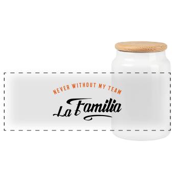 never without my familia - Panorama Keksdose mit Holzdeckel - Weiß - Vorne