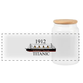 Titanic - Panoramic Cookie Jar with Wooden Lid - white - Front
