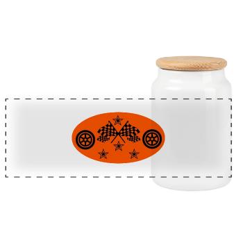 Car - Panoramic Cookie Jar with Wooden Lid - white - Front