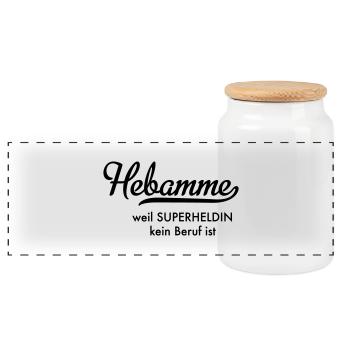Hebamme - Panorama Keksdose mit Holzdeckel - Weiß - Vorne