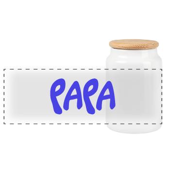 PAPA. VATERTAG. FROHER VATERTAG. ALLES GUTE ZUM GEBURTSTAG. - Panorama Keksdose mit Holzdeckel - Weiß - Vorne