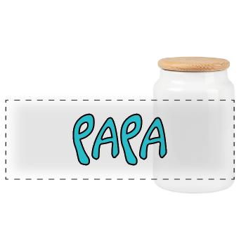 PAPA. FÊTE DES PÈRES. BONNE FÊTE PAPA. BONNE FÊTE. - Boîte à biscuits avec couvercle en bois - blanc - Devant
