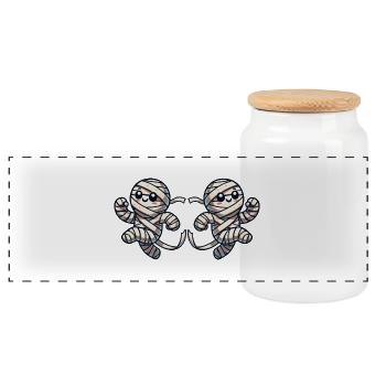 mummy comic 2 - Panoramic Cookie Jar with Wooden Lid - white - Front