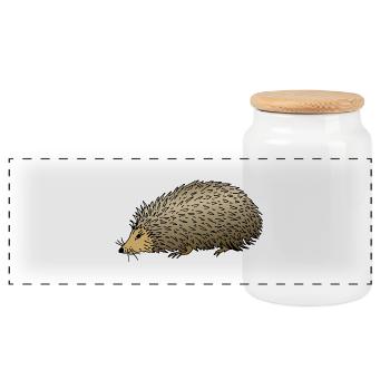 Igel - Panorama Keksdose mit Holzdeckel - Weiß - Vorne