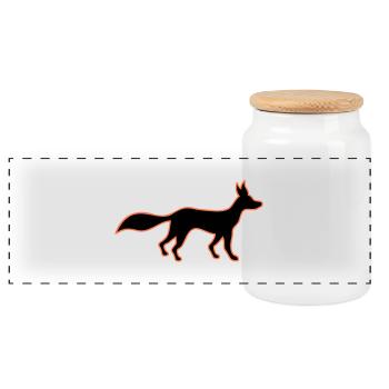 Fox Red Fox Wild Silhouette Outline Silhouette Red - Panoramic Cookie Jar with Wooden Lid - white - Front