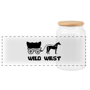western kutsche wild west - Panorama Keksdose mit Holzdeckel - Weiß - Vorne