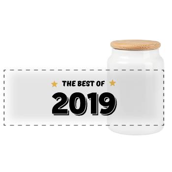 Merw Best of 2019 - Panoramic Cookie Jar with Wooden Lid - white - Front