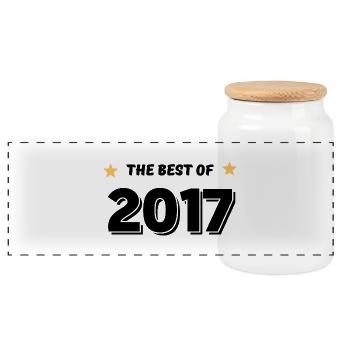 Merw Best of 2017 - Panoramic Cookie Jar with Wooden Lid - white - Front