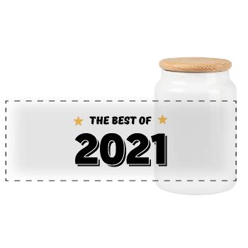 Das Beste aus 2021 - Panorama Keksdose mit Holzdeckel - Weiß - Vorne