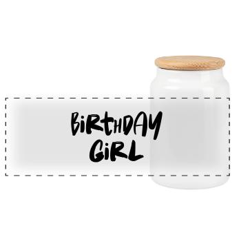 Birthday Girl - Panorama Keksdose mit Holzdeckel - Weiß - Vorne