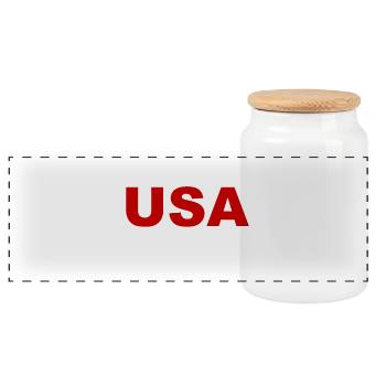 USA Lacrosse - US - United States of America - Panoramic Cookie Jar with Wooden Lid - white - Front