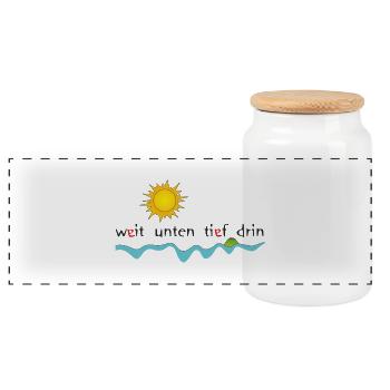 MUSCHi DIVERS 2012 Island in the Sun (front) - Panorama Keksdose mit Holzdeckel - Weiß - Vorne