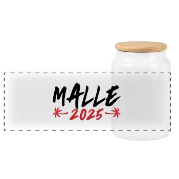Malle 2025 Palme - Mallorca Holidays - Panoramic Cookie Jar with Wooden Lid - white - Front