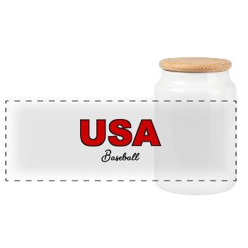 USA Baseball - United States of America - Amerika - Panoramic Cookie Jar with Wooden Lid - white - Front