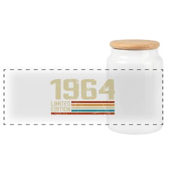 Vintage 1964 Anniversaire Rétro - Né en 1964 - Boîte à biscuits avec couvercle en bois - blanc - Devant