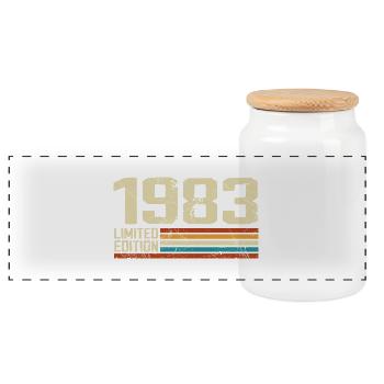 Vintage 1983 Retro Birthday - Born in 1983 - Panoramic Cookie Jar with Wooden Lid - white - Front