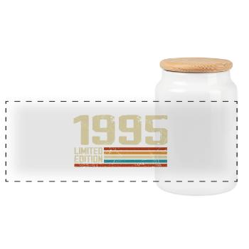 Vintage 1995 Anniversaire Rétro - Né en 1995 - Boîte à biscuits avec couvercle en bois - blanc - Devant