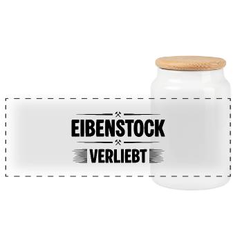 Eibenstock Verliebt - Panorama Keksdose mit Holzdeckel - Weiß - Vorne