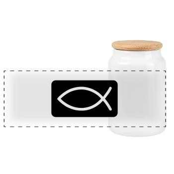 Poisson Jésus chrétien - Boîte à biscuits avec couvercle en bois - blanc - Devant
