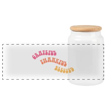 Grateful Thankful - Dankbarkeit - Geschenk - Panorama Keksdose mit Holzdeckel - Weiß - Vorne